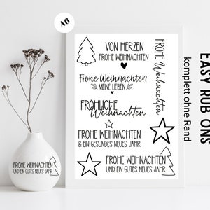 Rub Ons Weihnachten komplett randlos Sticker, Rubbelsticker für Raysin Keraflott, Holz, Glas etc.