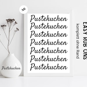 Rub Ons Pustekuchen komplett randlos Sticker, Rubbelsticker für Raysin Keraflott, Holz, Glas etc.