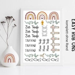 Easy Rub Ons Taufe komplett randlos Sticker, Rubbelsticker für Raysin Keraflott, Holz, Glas etc.