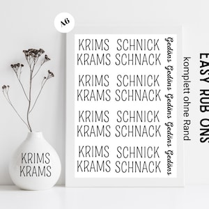 Rub Ons Krims Krams komplett randlos Sticker, Rubbelsticker für Raysin Keraflott, Holz, Glas etc.