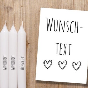 WUNSCHTEXT Kerzentattoo, Gastgeschenke, Tattoofolie, Kerzensticker, Wasserschiebefolie, Sticker
