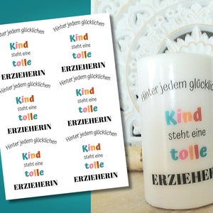 Beste Erzieherin Kindergarten Abschied Kerzenfolie, Gastgeschenke, Tattoofolie, Kerzensticker, Wasserschiebefolie, Sticker