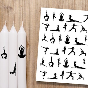 Yoga Kerzentattoo 2, Tattoofolie, Kerzensticker, Wasserschiebefolie