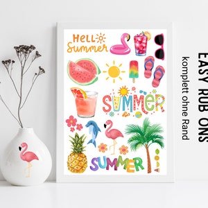 Easy Rub Ons Sommer komplett randlos Sticker, Rubbelsticker für Raysin Keraflott, Holz, Glas etc.