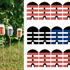 Gartenfackel Leuchttürme Leuchtturm bunte Kerzentattoos für Grablichter Gartenfackeln, Gastgeschenke, Tattoofolie, Kerzensticker,