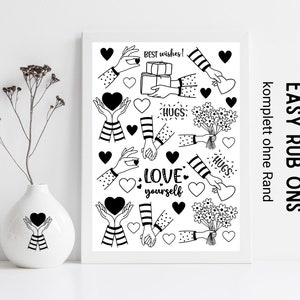 Rub Ons Love komplett randlos Sticker, Rubbelsticker für Raysin Keraflott, Holz, Glas etc.