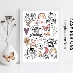 Easy Rub Ons komplett randlos Sticker, Rubbelsticker für Raysin Keraflott, Holz, Glas etc.