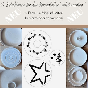 Set of 3 stencils Christmas for silicone mold candle plate candle holder casting mold candlestick