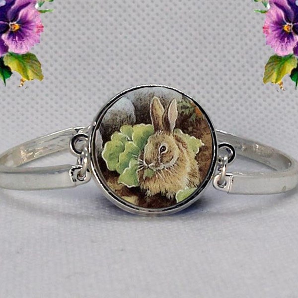 Personalized Broken China Rabbit Bracelet Jewlery Vintage Bunny Bangle Earring Necklace Birthday Mother's Day Christmas Anniversary Wedding