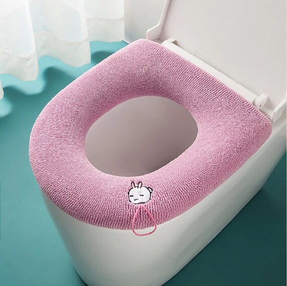 Toilet Seat Cover Pink Fluffy Toilet Cushion Washable Etsy