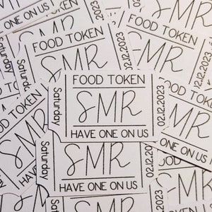 Food Tokens | Personalised Wedding Food Tokens | Wedding Decorations | Party Tokens | White | Kraft