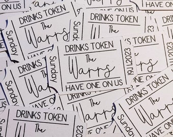 Drinks Tokens | Personalised Wedding Drinks Tokens | Wedding Decorations | Bar Tokens | Party Tokens | White | Kraft