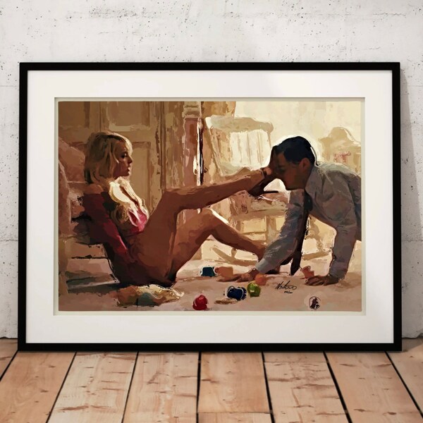 Margot Robbie Limited Edition Wall Art Print, NO TOUCHING, Original Kunstwerk, von Hand gezeichnet, Barbie Wolf der Wall Street