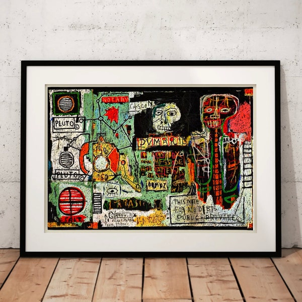Décoration murale Jean Michel, affiche Basquiat, toile street art, oeuvre d'art encadrée prête à accrocher