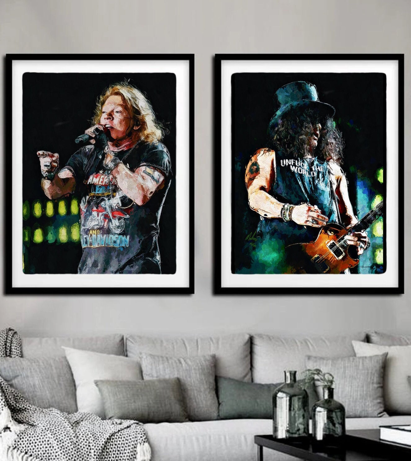 Welcome to Jungle Lyrics Printing Guns n Roses Inspired Music Poster 80s  Rock Music Canvas Painting