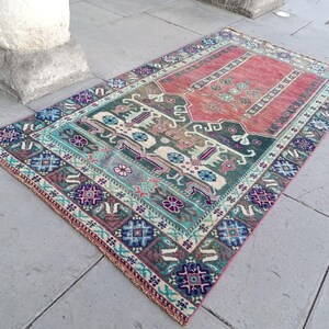 Turkish Vintage turkish rug, 7x3.6 ft Area Wool rug, kitchen Rug decor, home decor rugs, Handmade Turkish rug, living Room rug, Turkish