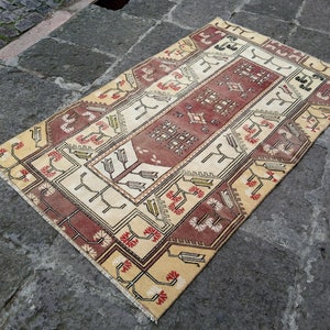 Vintage area Wool Rug, Rug Vintage Turkish Home decor, area Handmade Boho rug, tribal Vintage Rug Turkish, 5.8x3.3 ft Anatolian pile rug