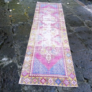 Antique Runner Rug, 8.6x2.5 ft Runner turkish. kitchen Runner Rug, low pile runner rug, area Corridor Runner Rug, Wool runner Turkish