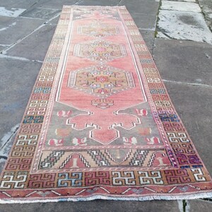 Kitchen Tribal Runner rug, 9.5x2.8 ft vintage Distressed runner Rug, kitchen runner rug, corridor Runner, Hall way Runner, Kurdish vintage