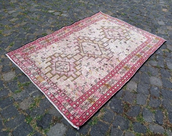 Vintage Soumak Kilim Rug: 4.4x3 ft, Silk & Cotton Embroidery