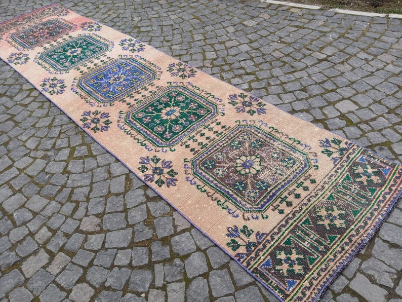 Pink Runner Rug, Turkish Runner Rug, Runner Hallway Rug, Kitchen Rug