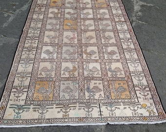 Vintage Soumak Kilim Rug: 6.3x3.8 ft Silk & Cotton Embroidery