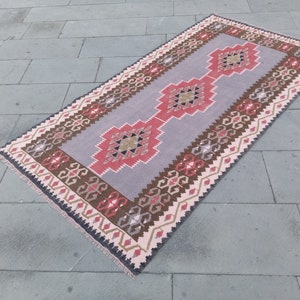Vintage Turkish Kilim Rug: Handmade Wool Home Decor (6.1x3.3 ft)