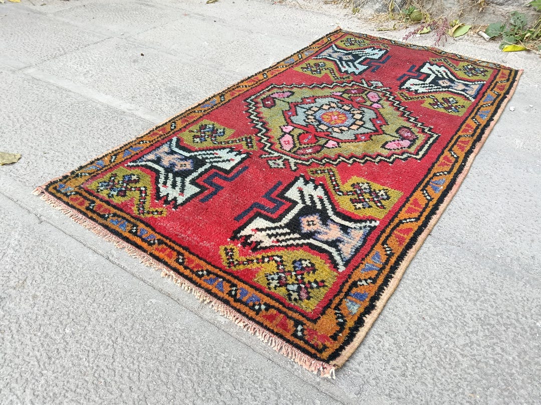Small Blue Wool Rug Handmade Mini Blue Turkish Wool Rug: Pastel Small Rug, 3.4x1.8 Ft - Etsy