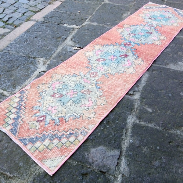 Vintage runner blue, Vintage turkisn runner, Kitchen rug runner decor, home decor Runner, corridor runner, 8.7x2.1 ft Runner rug, anatolian