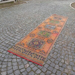 Turkish vintage Runner Rug, Anatolian Runner vintage, Vintage Hallway runner, Kitchen Runner, 11.7x2.9 ft Runner, Handmade turkish runner