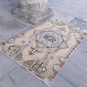 Rare Armenian Antique Pastel Rug, 5.1x3.1 ft Antique low Pile Handmade Rug, area RUG pastel, home decor Armenian Rug, Armenian Rug, Pink RUG