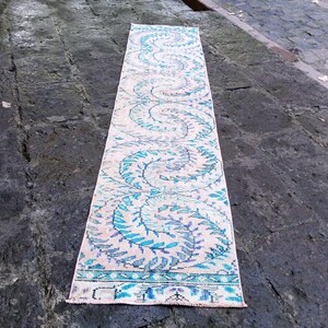 Blue runner Rug, 9.2x2.1 ft, Vintage turkish blue Runner, area rug Runner, kitchen rug runner blue, hallway blue runner, Runner Handmade rug