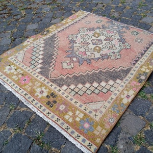 Small turkish rug, entrway rug Mat, area rug, bath rug, Vintage Rug Mat, Anatolian Handmade rug, 3.1x2.8 ft Rug, home decor Rug
