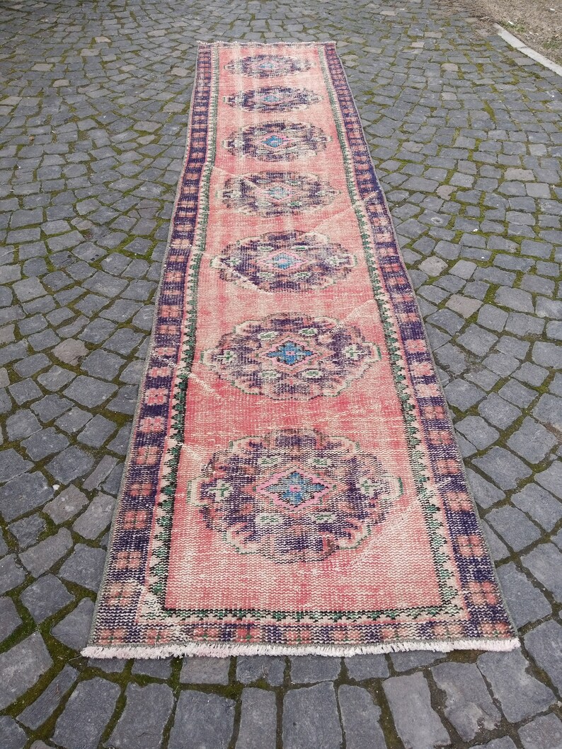 Runner Rug, Vintage Turkish Rug Runner, Kitchen Rug Runner, Low Pile