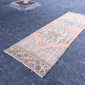 Kitchen Runner Rug, 8.2x2.3 ft Pastel Runner Rug, Kitchen Decor Runner, Hall Way runner low pile, Anatolian runner Muted color, Vintage rug