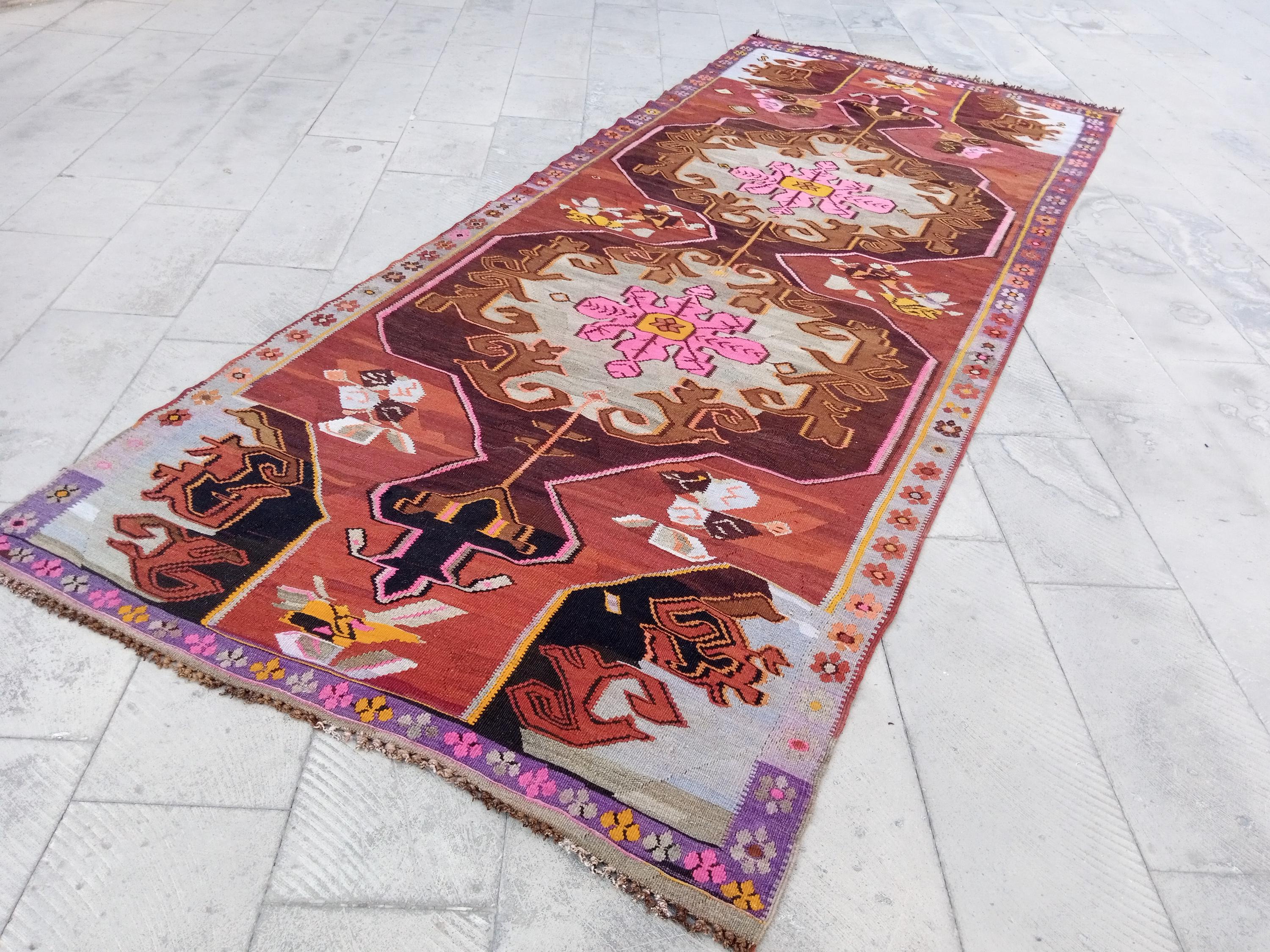 トルコ直輸入 オールドキリムプフ ヴィンテージラグ クッションカバー