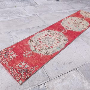 vintage kitchen runner Rug, 9.3x2.2 ft hallway runner Rug, kitchen Rug runner decor, handmade turkish Runner  Rug, AREA wool Runner home rug