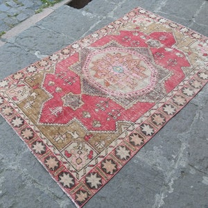 Armenian Vintage Rug, low Pile Handmade Rug, area RUG pastel, home decor Armenian Rug, 6.3x3.8 ft Armenian Rug, Pink RUG