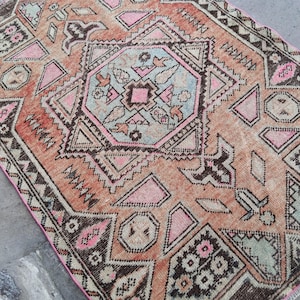 Armenian Vintage Rug, 5.3x3.6 FT blue low Pile Handmade Rug, area RUG pastel, home decor Armenian Rug, Armenian Rug, Pink RUG