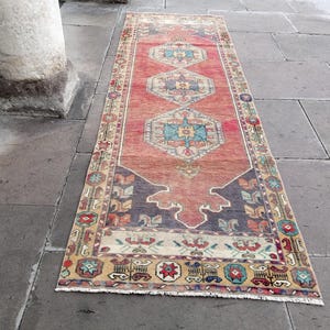 Tapis de cuisine turc, tapis fait main 9,8 x 3,1 pieds, tapis de cuisine, tapis de passage, passage de couloir, tapis de passage