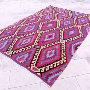 Kilim vintage Rug, 9.3x6.1 ft Saloon Kilim Rug, Handmade Turkish Kilim, Area Wool Kilim big, anatolian Kilim Rug, home decor Kilim rug