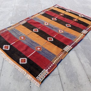 Kilim rug, vintage Kilim, wool kilim, handmade kilim Rug, home decor kilim rug, area Kilim Rug decor, 5.8x3.4 ft Kilim Rug, turkish Kilim