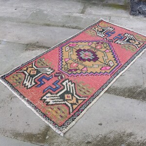 Kilim Vintage Rug, Turkish Small Rug mat, door mat, bath Rug mat, entry Rug MAT, Mat door, small Runner, 3.1x1.5 ft Area small Handmade RUG