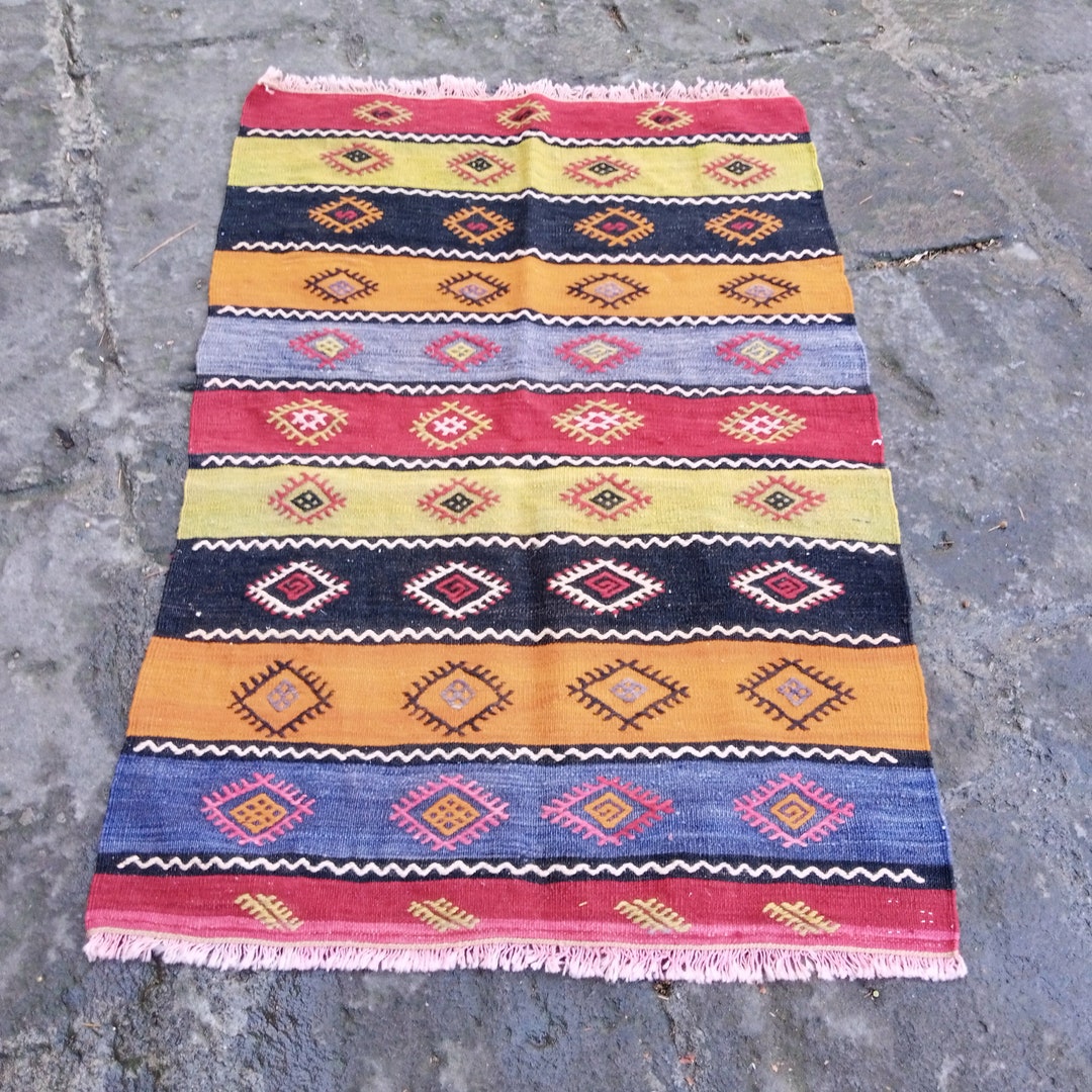 Colorful Kilim Rug Area Kilim 4.2x2.6 Ft Rug HANDMADE Kilim Etsy