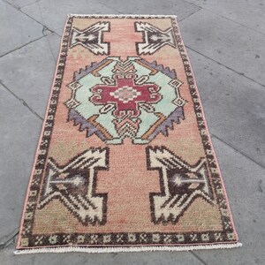 Rare Entryway Small Rug mat, 3.2x1.5 ft door mat, small Runner rug, Door Mat, BATH Rug Mat, small Rug Kitchen, small Turkish Rug handmade