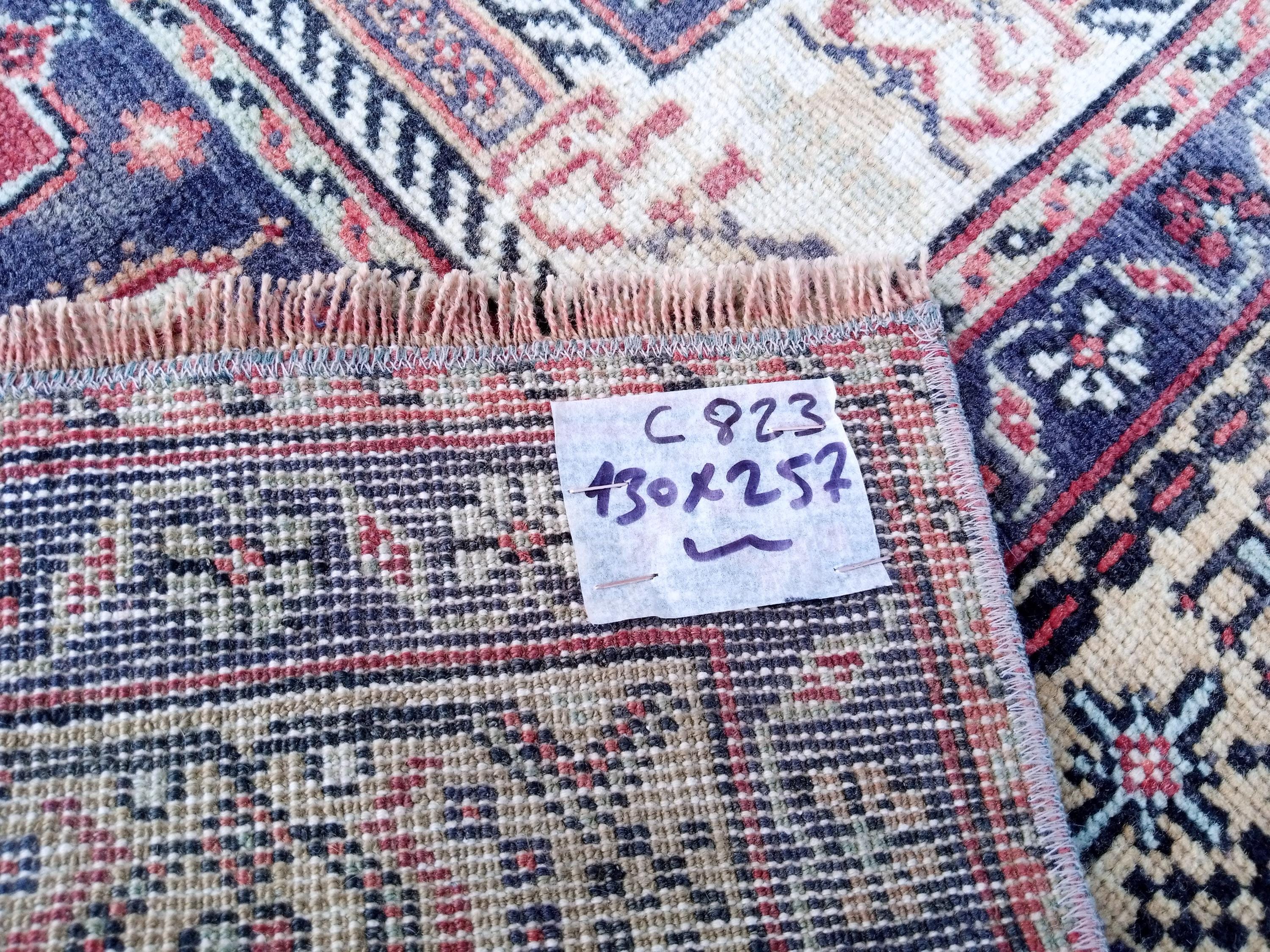 ヴィンテージブルートルコラグ：8.4x4.2フィートウールボヘミアン