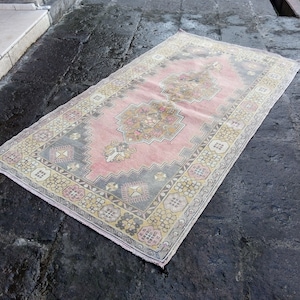 Vintage rare Turkish Rare Rug. 7.5x3.9 ft Vintage Living Room Handmade Rug, area RUG pastel, home decor Armenian Rug, Armenian Rug, Pink RUG