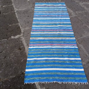 Blue kilim Runner rug, Kitchen Kilim runner Blue Rug, table decor runner kilim, Corridor Kilim Runner Rug, 6.8x2.5 ft Kilim runner Blue rug