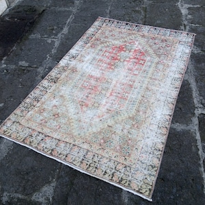 Armenian Antique Pastel Rug, 5.6x3.6 ft Antique low Pile Handmade Rug, area RUG pastel, home decor Armenian Rug, Armenian Rug, Pink RUG