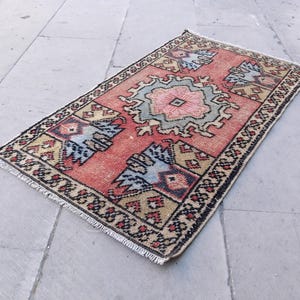 Bedroom blue Kilim rug, 2.8x1.6 ft turkish small rug, mat Door, Area Rug Mat, Bedroom Rug, entryway rug, door Mat, Rare turkish Handmade rug